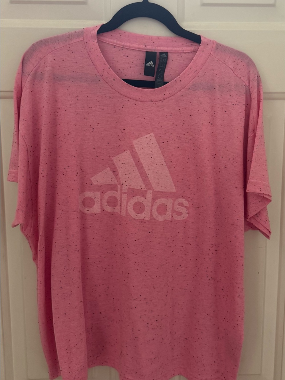 adidas Pink Heathered Short Sleeve Logo Tee